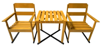 Two Art Deco Modernist Lacquered Beech Armchairs and Table, 1930s